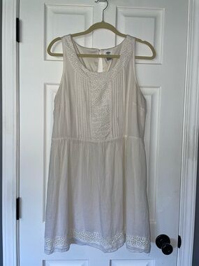 Old Navy Cream Lace-Trim Sleeveless Mini Dress